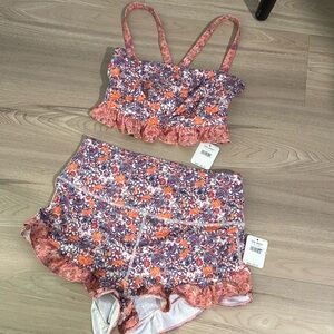 FP Movement Pink Ruffle Workout Set size M